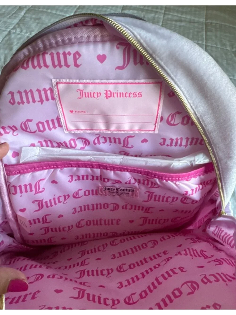 NWT Juicy Couture Kids Lavender Lilac Velvet Backpack Scottie Dog Rhinestones